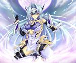  android arm_blade bare_shoulders blade blue_hair boots elbow_gloves gloves high_heels kos-mos kos-mos_ver._4 long_hair md5_mismatch pote_(crown) red_eyes shoes solo thighhighs weapon xenosaga xenosaga_episode_iii 