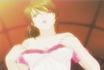  animated animated_gif bouncing_breasts breast_smother breasts brown_eyes brown_hair glaring lingerie lowres medium_breasts onmyouji:_youen_emaki open_mouth ponytail pov shirt_pull underwear undressing 