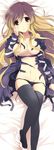  bad_id bad_pixiv_id breasts brown_eyes dakimakura gradient_hair groin hair_censor hair_over_breasts hijiri_byakuren large_breasts long_hair lying multicolored_hair nakayama_miyuki navel panties solo thighhighs torn_clothes touhou underwear 