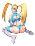  ass backboob bb blonde_hair blue_eyes blush boots breasts capcom hand_on_ass large_breasts one_eye_closed rainbow_mika sitting street_fighter street_fighter_zero street_fighter_zero_3 street_fighter_zero_iii twintails wariza wink 