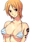  bikini_top breasts cleavage large_breasts momo_moto nami_(one_piece) one_piece orange_hair short_hair solo tattoo 