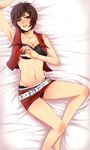  bad_id bad_pixiv_id black_panties blush breasts brown_eyes brown_hair cleavage highres medium_breasts meiko midriff nail_polish navel panties red_nails rioka short_hair skirt solo sweat tears underwear vocaloid 