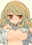  breasts dress_shirt large_breasts mota open_clothes open_shirt original shirt solo 