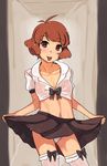  :p akizuki_ryou bad_id bad_pixiv_id brown_eyes brown_hair bulge idolmaster idolmaster_dearly_stars male_focus midriff otoko_no_ko panties rkrk short_hair skirt skirt_lift solo thighhighs tongue tongue_out underwear 