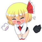 bad_id bad_pixiv_id blonde_hair bloomers blush bottomless bow chibi closed_eyes embarrassed fang hair_bow kyokutou_hentai_samurai rumia solo tears touhou underwear 
