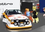  anthro audi audi_quattro canid canine car clothed clothing duo eyewear female fox glasses male mammal open_mouth smile standing the_raf vehicle 