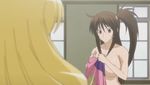  animated animated_gif breasts brown_eyes dressing large_breasts lowres multiple_girls nipples sekirei tsukiumi uzume 
