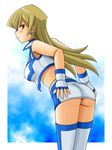  1girl ass blonde_hair blush breasts cleavage gluteal_fold highres sexy society_of_light tenjouin_asuka tsumitani_daisuke white_uniform yu-gi-oh! yuu-gi-ou yuu-gi-ou_gx 