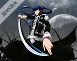  d.gray-man kanda_yuu long_coat long_hair male_focus moon solo sword weapon 