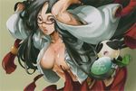  artist_request black_hair blazblue breasts glasses lao_jiu large_breasts litchi_faye_ling long_hair official_art open_clothes open_shirt panda purple_eyes scan shirt solo very_long_hair 