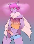  &lt;3 anthro balls bulge chiropteran clothed clothing crossdressing erection girly humanoid_penis looking_at_viewer male mammal munks_(artist) penis shirt smile solo standing tank_top text 