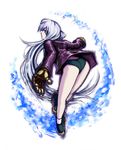  bad_id bad_pixiv_id bottomless buruma gloves jacket kula_diamond leather leather_jacket long_hair phosporus red_eyes solo the_king_of_fighters 