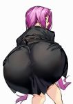  ass bent_over fate/stay_night fate_(series) formal glasses huge_ass kneepits long_hair looking_at_viewer looking_back open_mouth purple_eyes purple_hair rider source_request very_long_hair white_background 