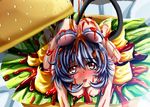  animal_ears bad_id bad_pixiv_id blush breasts food grey_hair hamburger in_food kazuna medium_breasts minigirl mouse_ears mouse_tail nazrin nude red_eyes short_hair solo tail touhou 