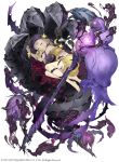  1girl barefoot blonde_hair bloomers briar_rose_(sinoalice) eyes_closed fetal_position flower frills full_body giant_hand hat ji_no mobile nightcap official_art petals sinoalice sleeping solo square_enix staff stuffed_toy underwear white_background 
