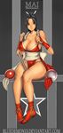  banned_artist bare_shoulders bluedemon13 breasts brown_hair cleavage large_breasts long_hair pelvic_curtain ponytail self_upload shiranui_mai solo the_king_of_fighters undressing 