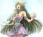  amami_amayu bare_shoulders breasts closed_eyes dress elf green_hair hands large_breasts long_hair monster_collection music oekaki pointy_ears sideboob singing solo 