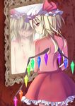  bad_id bad_pixiv_id blonde_hair blood different_reflection dual_persona flandre_scarlet flat_chest hat mirror one_side_up ponytail red_eyes reflection shie_(m417) short_hair skirt topless touhou 