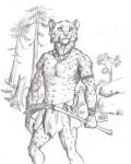  0laffson 2018 5_fingers anthro feline holding_object male mammal saber-toothed_cat solo standing tradition 