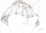  angel211283 ass drawing long_hair monochrome panties skirt uniform 