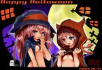  asou_yui asou_yuma breasts cape halloween hat medium_breasts multiple_girls naz original underboob witch_hat 