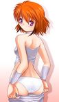  ass back bare_shoulders choker from_behind ibis_douglas katatsuka_kouji looking_back orange_hair panties pulled_by_self purple_eyes shadow short_hair shorts shorts_pull solo super_robot_wars underwear 