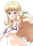  \m/ armpits bikini blonde_hair green_eyes long_hair macross macross_frontier nishimo sheryl_nome solo swimsuit 