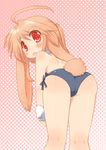  ahoge animal_ears ass bare_legs bent_over blush brown_hair bunny_ears bunny_girl bunny_tail bunnysuit kneepits looking_back original red_eyes solo tail toba_hiyoko wrist_cuffs 