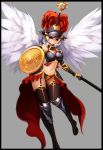  1girl armor breasts navel notte original purple_eyes shield solo valkyrie white_hair 