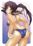  animal_ears ass bad_id bad_pixiv_id bikini blue_eyes blush brown_hair from_behind head_wings kanna_kanaki long_hair looking_back ponytail solo swimsuit tan touka_(utawareru_mono) utawareru_mono 