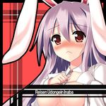  animal_ears blush bunny_ears censored character_name convenient_censoring long_hair lowres piromizu purple_hair red_eyes reisen_udongein_inaba solo touhou 