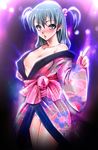  blue_eyes blue_hair breasts japanese_clothes kimono lips panties school_rumble small_breasts solo tkg tsukamoto_tenma underwear 