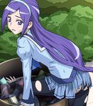  aono_miki ass blue_eyes blue_hair chiffon_(fresh_precure!) fresh_precure! hairband haruyama_kazunori long_hair looking_back panties panties_under_pantyhose pantyhose precure school_uniform serafuku skirt solo torigoe_gakuen_school_uniform torn_clothes torn_legwear trash_can underwear 