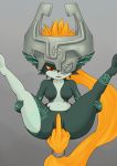  2018 absurd_res breasts female hi_res humanoid imp jmacgregor looking_at_viewer middle_finger midna nintendo not_furry nude red_eyes short_stack solo spreading the_legend_of_zelda twili twilight_princess video_games 