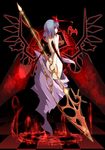  absurdres ass bat_wings blue_hair highres noirly nude polearm red_eyes remilia_scarlet ribbon short_hair solo touhou weapon wings 
