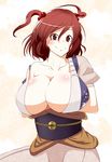  bad_id bad_pixiv_id bare_shoulders blush breast_hold breasts brown_eyes bursting_breasts cleavage hair_bobbles hair_ornament highres huge_breasts looking_at_viewer off_shoulder onozuka_komachi red_hair short_hair smile solo touhou two_side_up yana_(nekoarashi) 