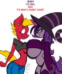  areola big_breasts blonde_hair blush breasts clothed clothing duo equine fan_character female hair hat horn horse jrvanesbroek legwear lilac_lullaby_(oc) mammal my_little_pony panties partially_clothed piercing pony stockings sweat tassel_dancer_(oc) under_boob underwear unicorn wizard_hat 
