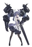  armor armored_twintails bare_shoulders blue_hair corset dress executioner's_sword face frills gathers gauntlets hair_ornament jitsu_hidari long_hair original pantyhose prehensile_hair red_eyes simple_background solo sword twintails ukuel weapon 