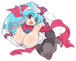  armpits bad_id bad_pixiv_id blue_hair blush bow breasts bursting_breasts cleavage elbow_gloves gloves hair_bow high_heels huge_breasts maid_headdress mel/a melmaid original pantyhose red_eyes shoes sidelocks solo thighband_pantyhose 