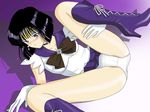  bishoujo_senshi_sailor_moon black_hair blush bob_cut boots cameltoe elbow_gloves gloves lying mr._r_(2ch's_sailor_moon_thread) panties purple_eyes sailor_fuku sailor_saturn school_uniform serafuku short_hair skirt spread_legs tomoe_hotaru underwear 