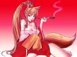  animal_ears artist_request character_request copyright_request japanese_clothes kimono pipe robe smoking source_request 