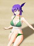  ayane_(doa) bikini breasts cleavage dead_or_alive fukuoka_katsumi headband large_breasts purple_hair red_eyes see-through short_hair swimsuit 