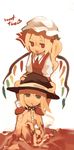  bad_id bad_pixiv_id blonde_hair blood collar empty_eyes english flandre_scarlet fuukadia_(narcolepsy) guro hat kirisame_marisa long_hair multiple_girls red_eyes ribbon side_ponytail topless touhou wings witch_hat 