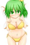  bikini blush breasts cleavage daiyousei green_hair happy large_breasts mokuyou short_hair side-tie_bikini smile solo swimsuit touhou wings 