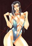  azuki_kurenai black_hair breasts goggles highres huge_breasts long_hair swimsuit 