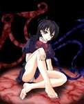  :p bad_id bad_pixiv_id barefoot black_hair blue_nails dress feet houjuu_nue legs long_legs nail_polish oimari panties purple_nails red_eyes short_hair sitting solo striped striped_panties toenail_polish tongue tongue_out touhou underwear wings 