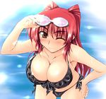  bikini blush cleavage kousaka_tamaki red_hair smile swimsuit to_heart_2 wet wink zekkyon 