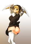  ass blonde_hair bow green_eyes looking_back nekomamire panties solo soulcalibur thighhighs thong underwear 