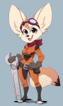  2018 anthro black_nose breasts canine clothed clothing digital_drawing_(artwork) digital_media_(artwork) female fennec fox fur hair looking_at_viewer mammal open_mouth simple_background smile solo ziggy_fox 