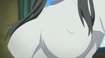  animated animated_gif black_hair bouncing_breasts breasts curtains kanokon large_breasts lowres solo window 